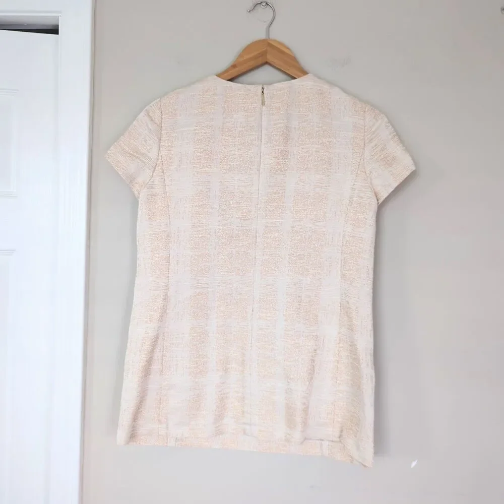 Tory Burch NWT Jillian Crystal Textured Short Sleeve Tunic Top Size 4 Runway